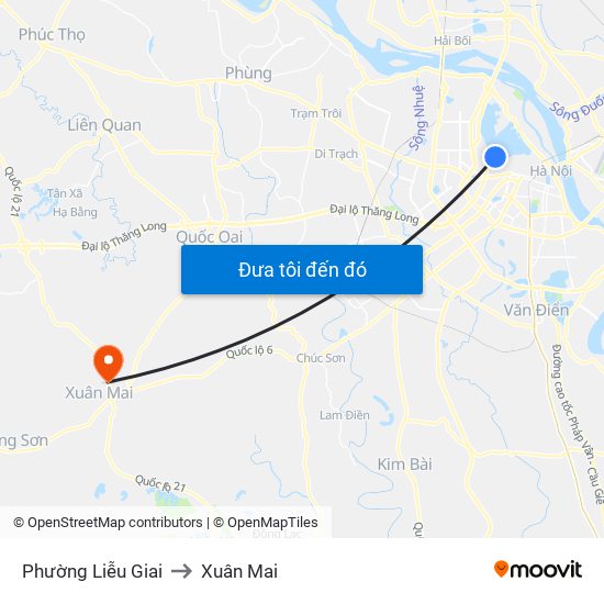 Phường Liễu Giai to Xuân Mai map