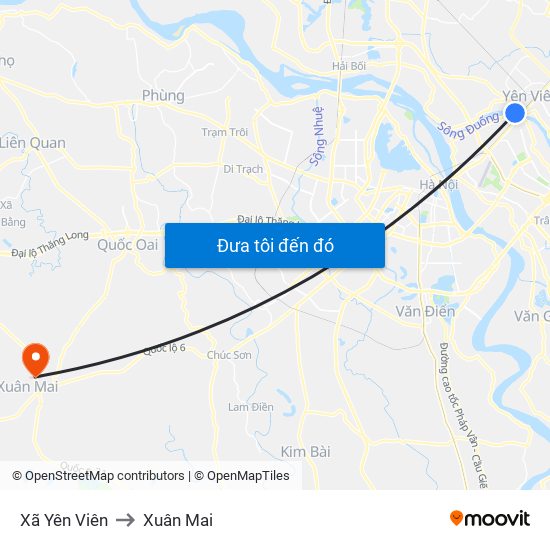 Xã Yên Viên to Xuân Mai map