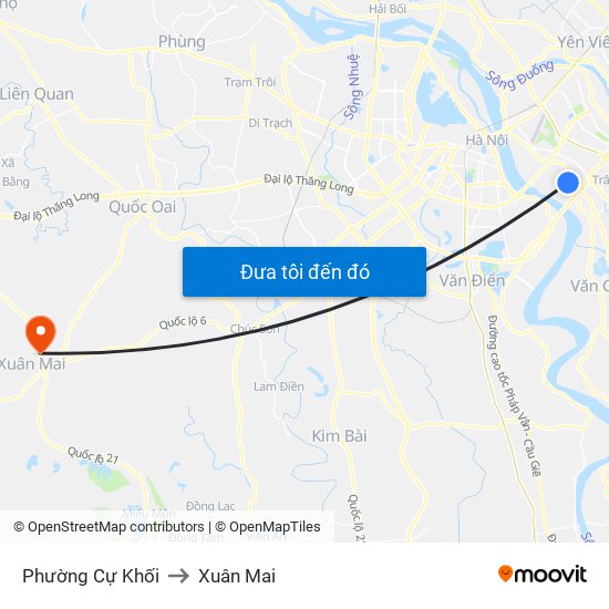 Phường Cự Khối to Xuân Mai map