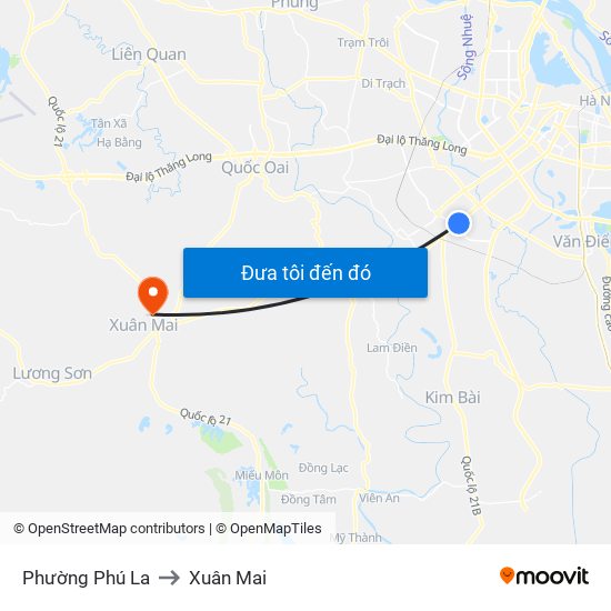 Phường Phú La to Xuân Mai map