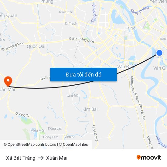Xã Bát Tràng to Xuân Mai map