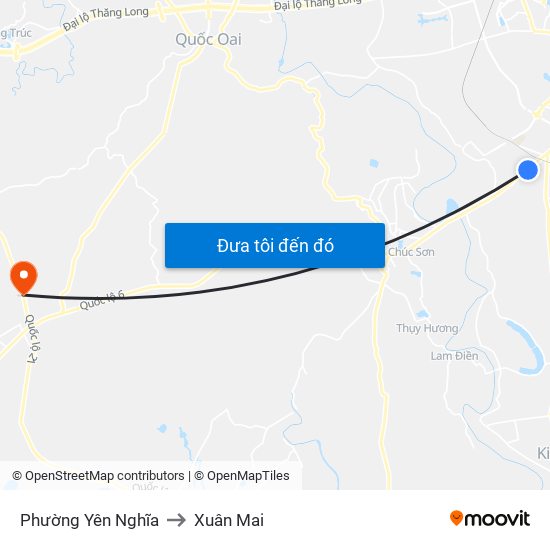 Phường Yên Nghĩa to Xuân Mai map