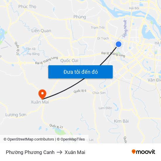 Phường Phương Canh to Xuân Mai map