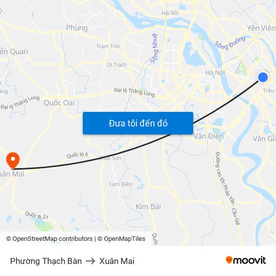 Phường Thạch Bàn to Xuân Mai map