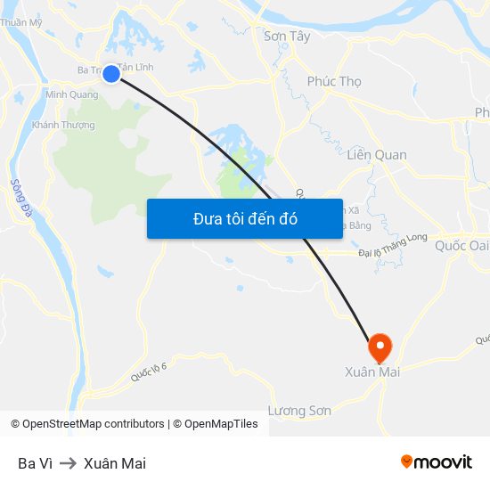 Ba Vì to Xuân Mai map