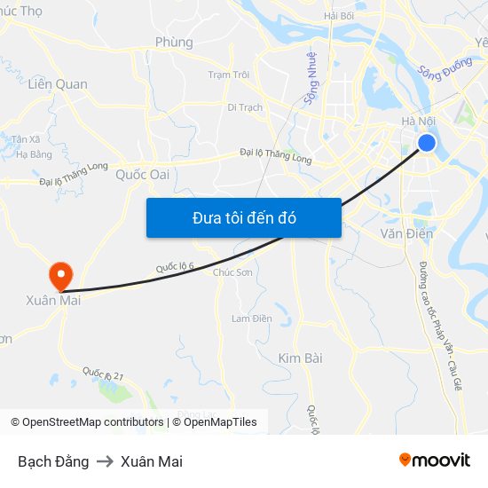 Bạch Đằng to Xuân Mai map