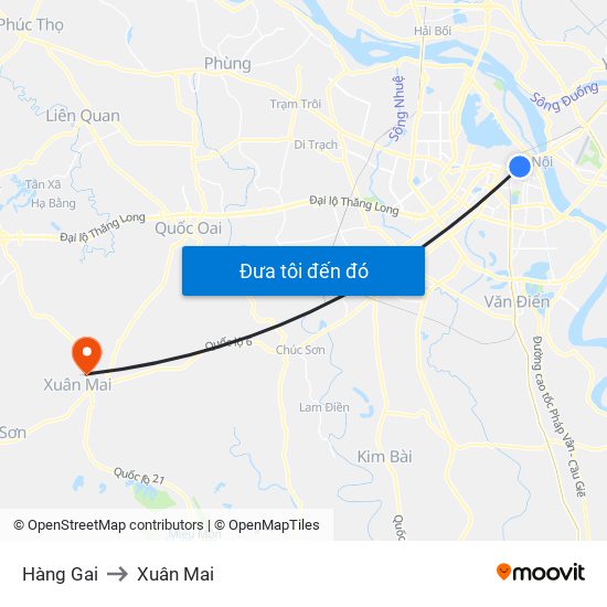 Hàng Gai to Xuân Mai map
