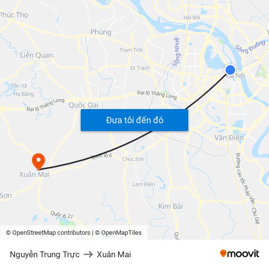 Nguyễn Trung Trực to Xuân Mai map