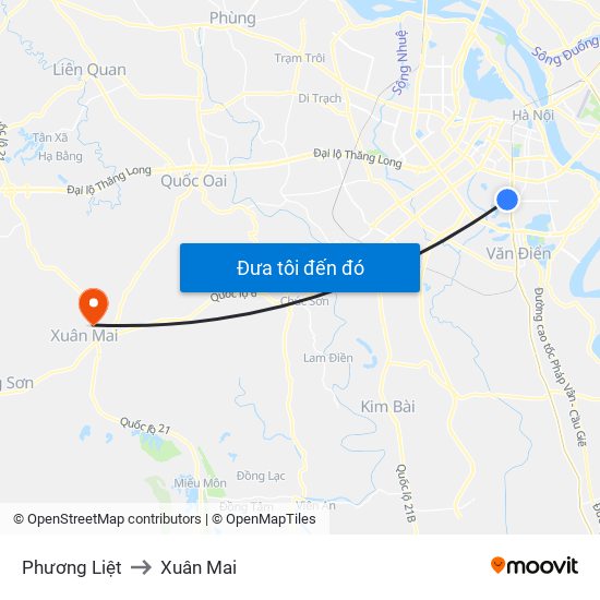 Phương Liệt to Xuân Mai map