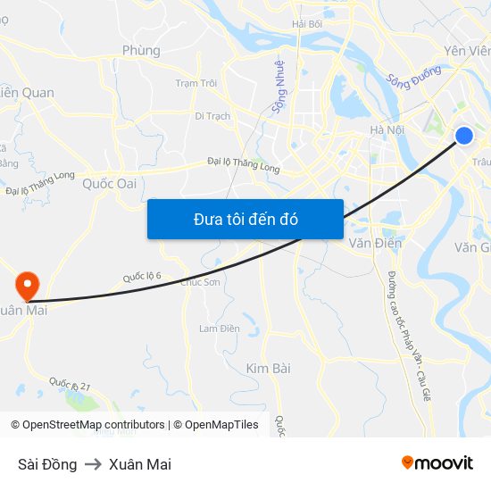 Sài Đồng to Xuân Mai map