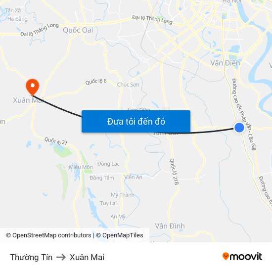 Thường Tín to Xuân Mai map