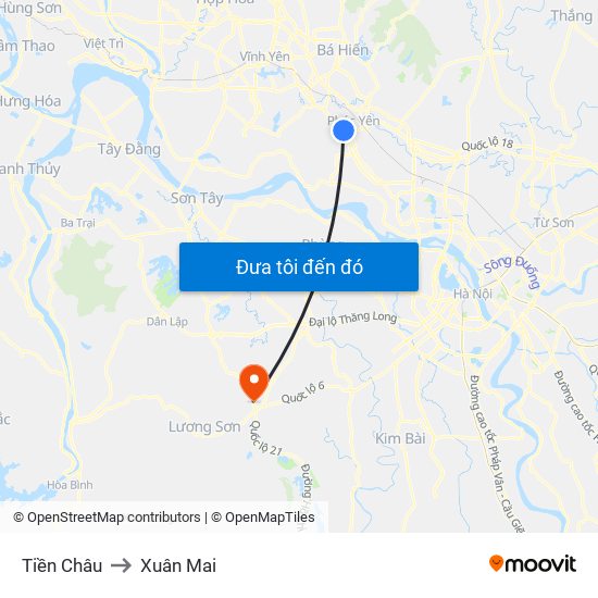 Tiền Châu to Xuân Mai map