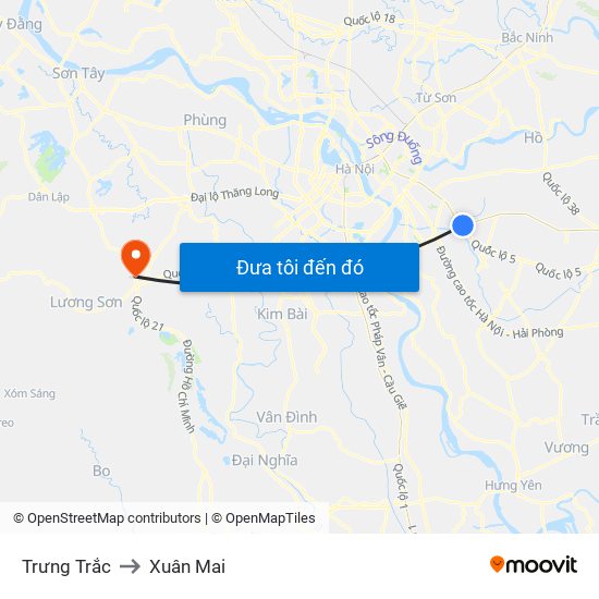 Trưng Trắc to Xuân Mai map