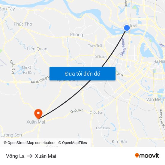 Võng La to Xuân Mai map