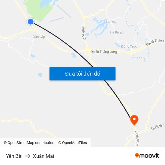 Yên Bài to Xuân Mai map