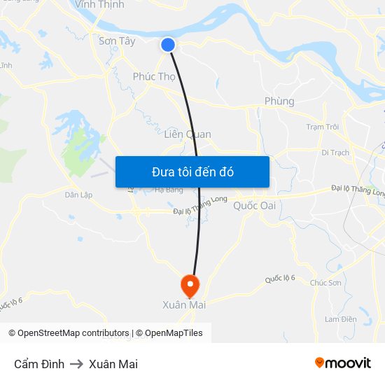 Cẩm Đình to Xuân Mai map