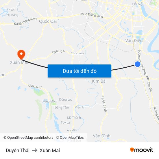 Duyên Thái to Xuân Mai map