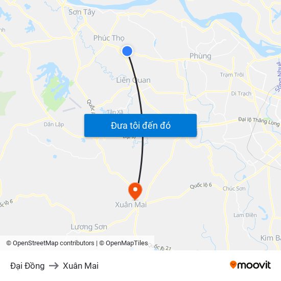 Đại Đồng to Xuân Mai map