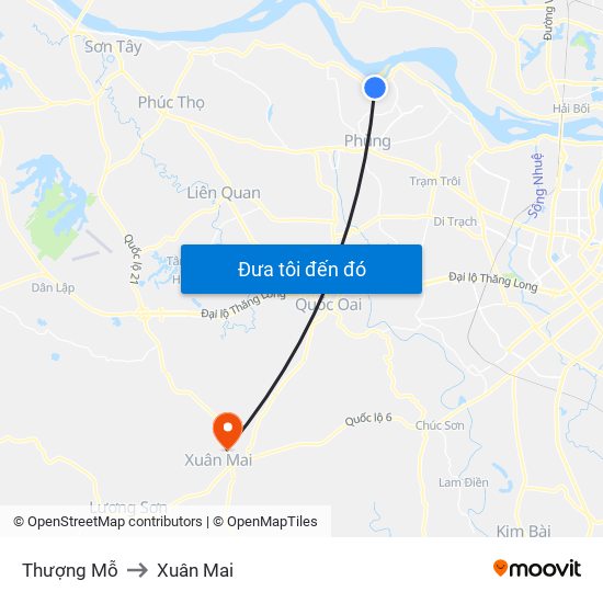 Thượng Mỗ to Xuân Mai map