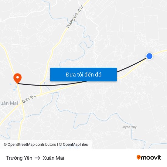 Trường Yên to Xuân Mai map