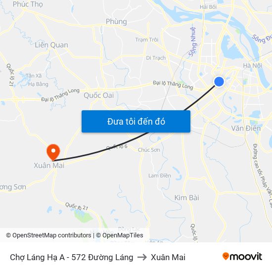 Chợ Láng Hạ A - 572 Đường Láng to Xuân Mai map