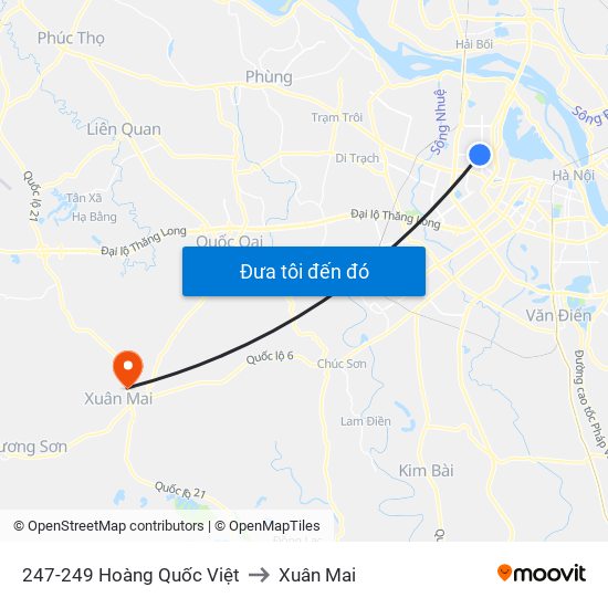 247-249 Hoàng Quốc Việt to Xuân Mai map