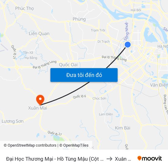 Đại Học Thương Mại - Hồ Tùng Mậu (Cột Sau) to Xuân Mai map