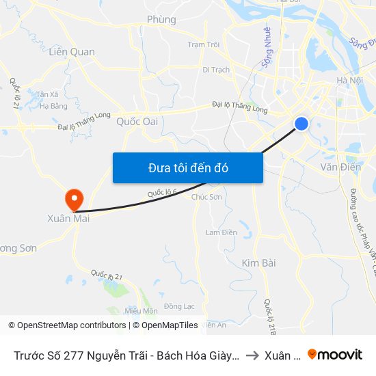 Trước Số 277 Nguyễn Trãi - Bách Hóa Giày Thượng Đình to Xuân Mai map