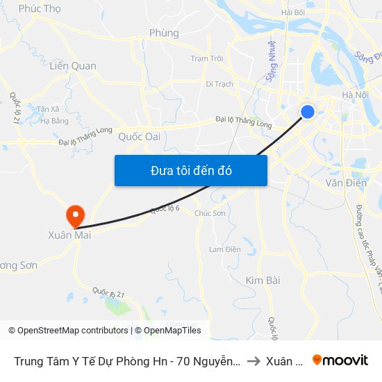 Trung Tâm Y Tế Dự Phòng Hn - 70 Nguyễn Chí Thanh to Xuân Mai map