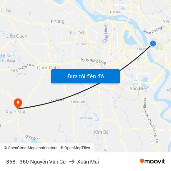 358 - 360 Nguyễn Văn Cừ to Xuân Mai map