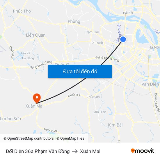 Đối Diện 36a Phạm Văn Đồng to Xuân Mai map