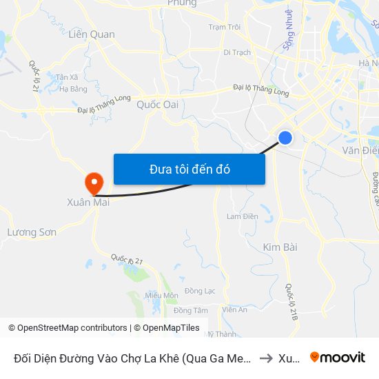 Đối Diện Đường Vào Chợ La Khê (Qua Ga Metro La Khê) - 405 Quang Trung (Hà Đông) to Xuân Mai map