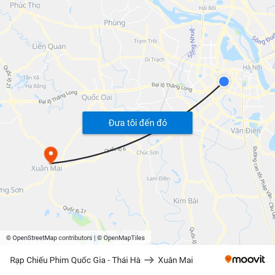 Rạp Chiếu Phim Quốc Gia - Thái Hà to Xuân Mai map