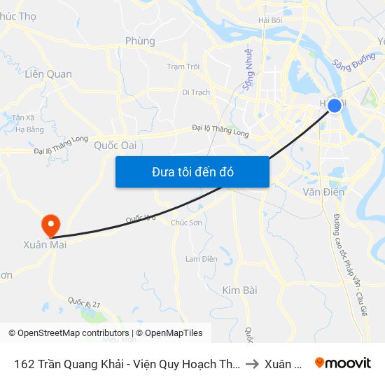 162 Trần Quang Khải - Viện Quy Hoạch Thủy Lợi to Xuân Mai map