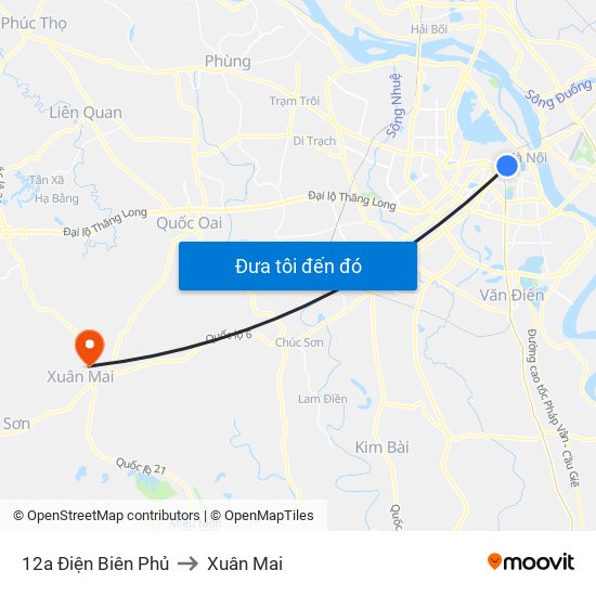 12a Điện Biên Phủ to Xuân Mai map