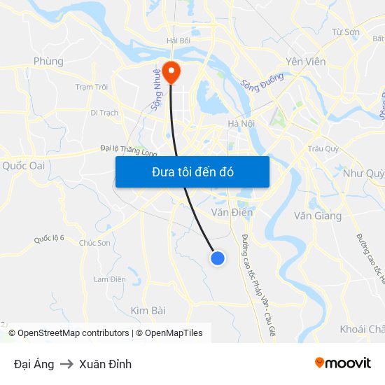 Đại Áng to Xuân Đỉnh map