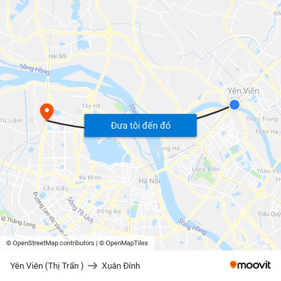 Yên Viên (Thị Trấn ) to Xuân Đỉnh map