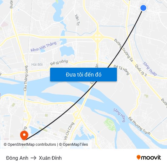 Đông Anh to Xuân Đỉnh map