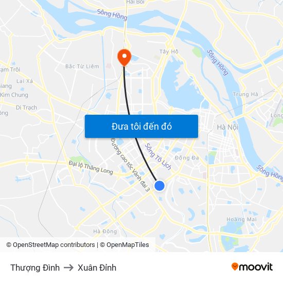 Thượng Đình to Xuân Đỉnh map