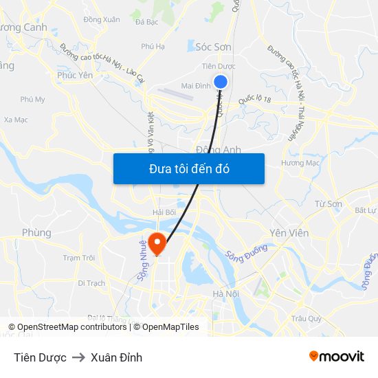Tiên Dược to Xuân Đỉnh map