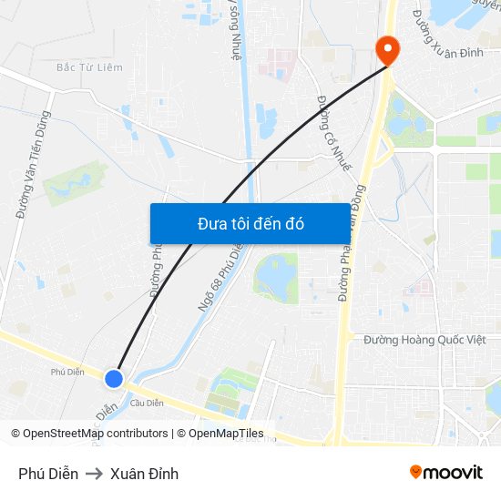 Phú Diễn to Xuân Đỉnh map