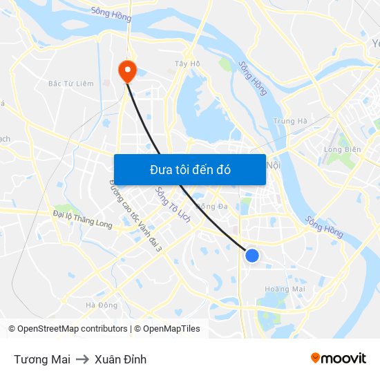 Tương Mai to Xuân Đỉnh map