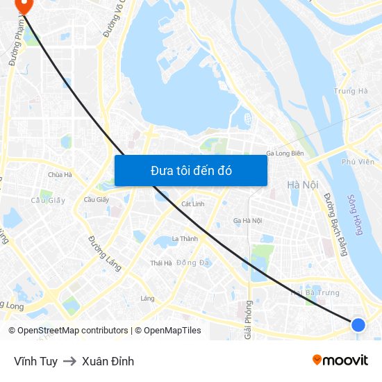 Vĩnh Tuy to Xuân Đỉnh map