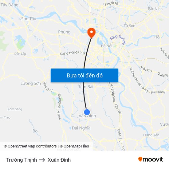 Trường Thịnh to Xuân Đỉnh map