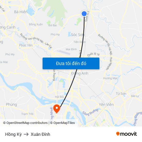 Hồng Kỳ to Xuân Đỉnh map