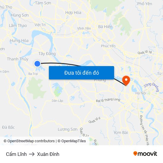 Cẩm Lĩnh to Xuân Đỉnh map