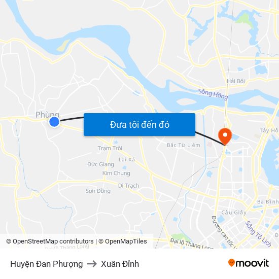 Huyện Đan Phượng to Xuân Đỉnh map