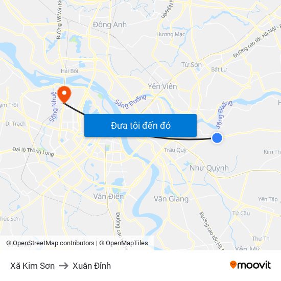 Xã Kim Sơn to Xuân Đỉnh map