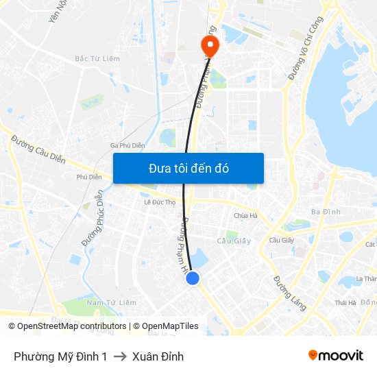 Phường Mỹ Đình 1 to Xuân Đỉnh map