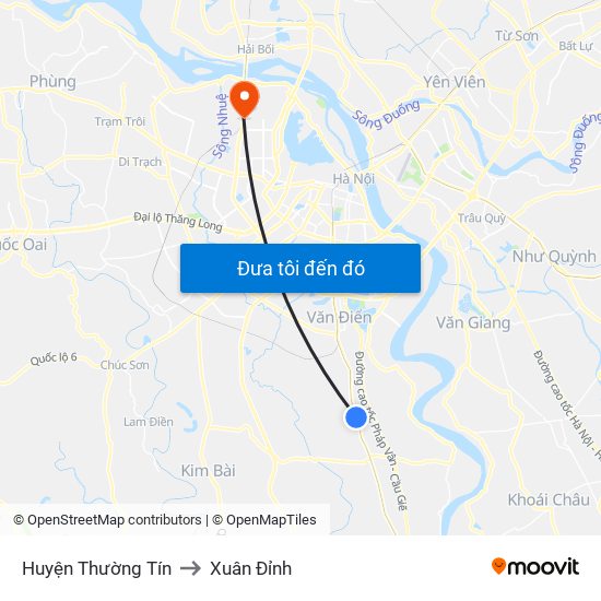 Huyện Thường Tín to Xuân Đỉnh map